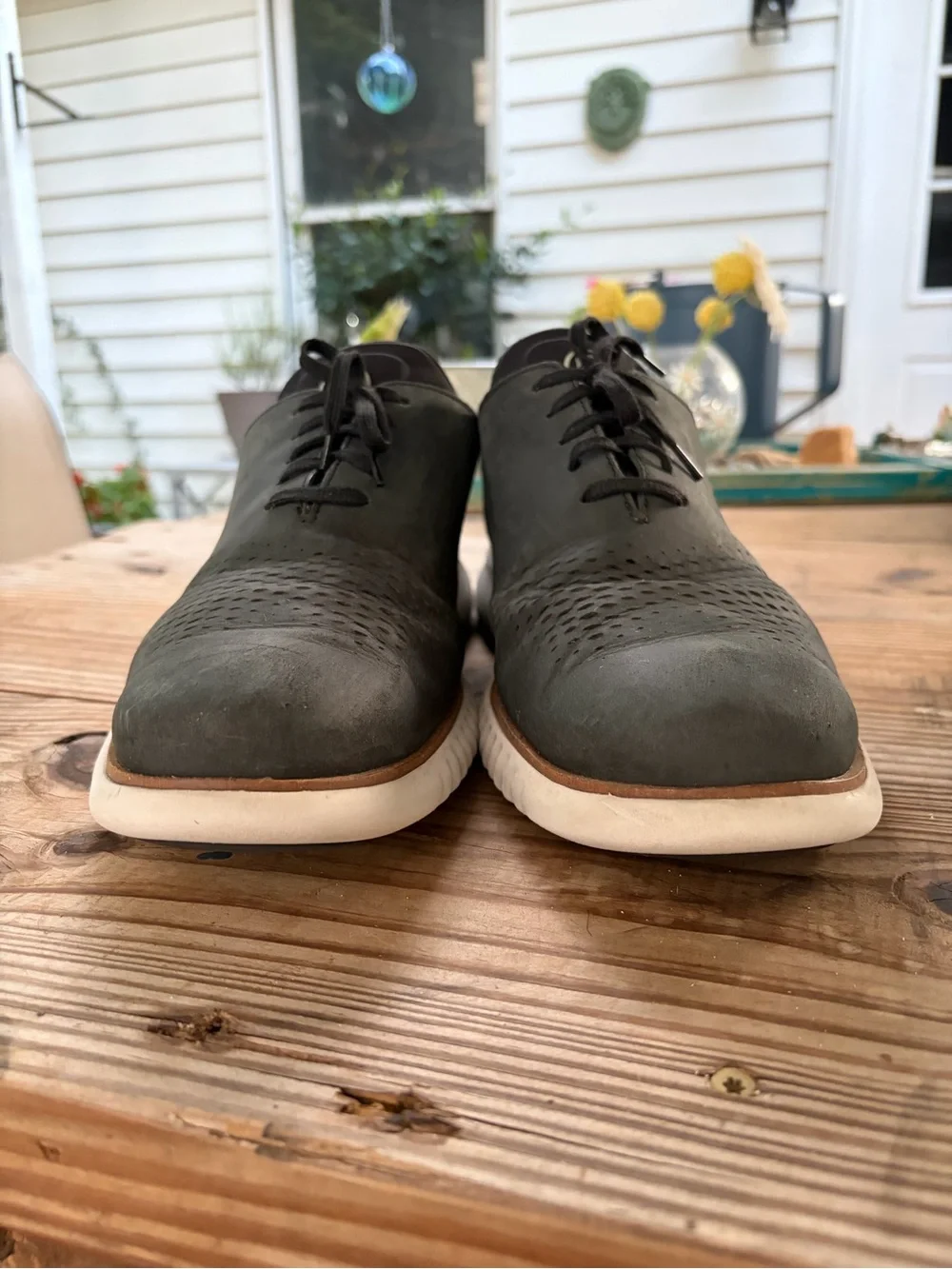 Cole Haan Grand.ØS Men’s 12M Dark Gray Leather Perforated Oxford C23807